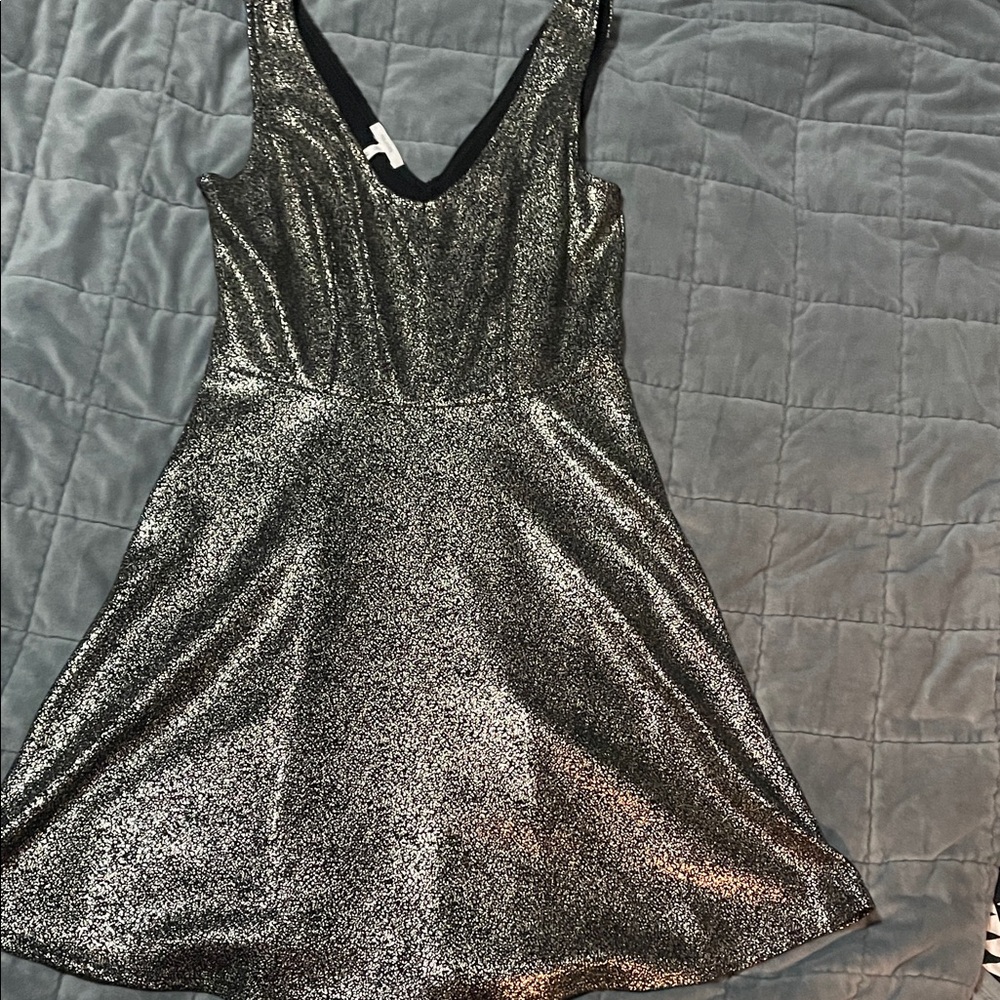 Maurices Shimmering Black and Silver Backless Dress